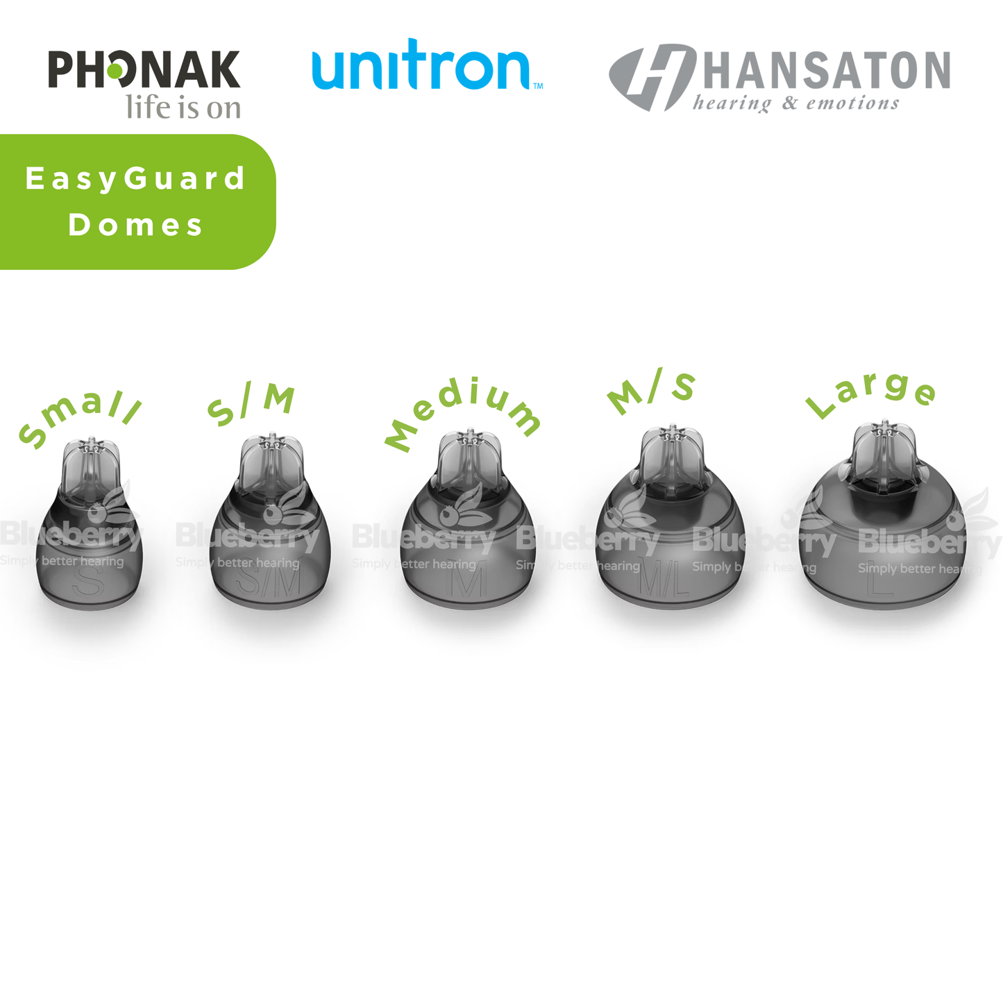 Phonak / Unitron / Hansaton EasyGuard Domes for Hearing Aids - All Sizes