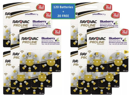 Rayovac - Size 10 Yellow - Proline Advanced Hearing Aid Batteries 120+20 FREE