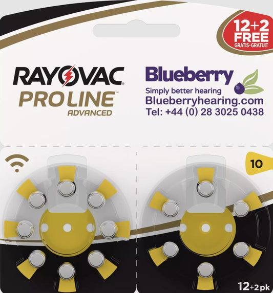 Rayovac - Size 10 Yellow - Proline Advanced Best Hearing Aid Batteries 12+2 FREE