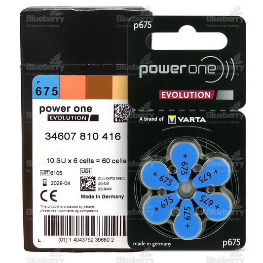 Power One Evolution - Size 675 Blue - Hearing Aid Batteries - 60 Cells