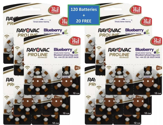 Rayovac - Size 312 Brown - Proline Advanced Hearing Aid Batteries 120+20 FREE