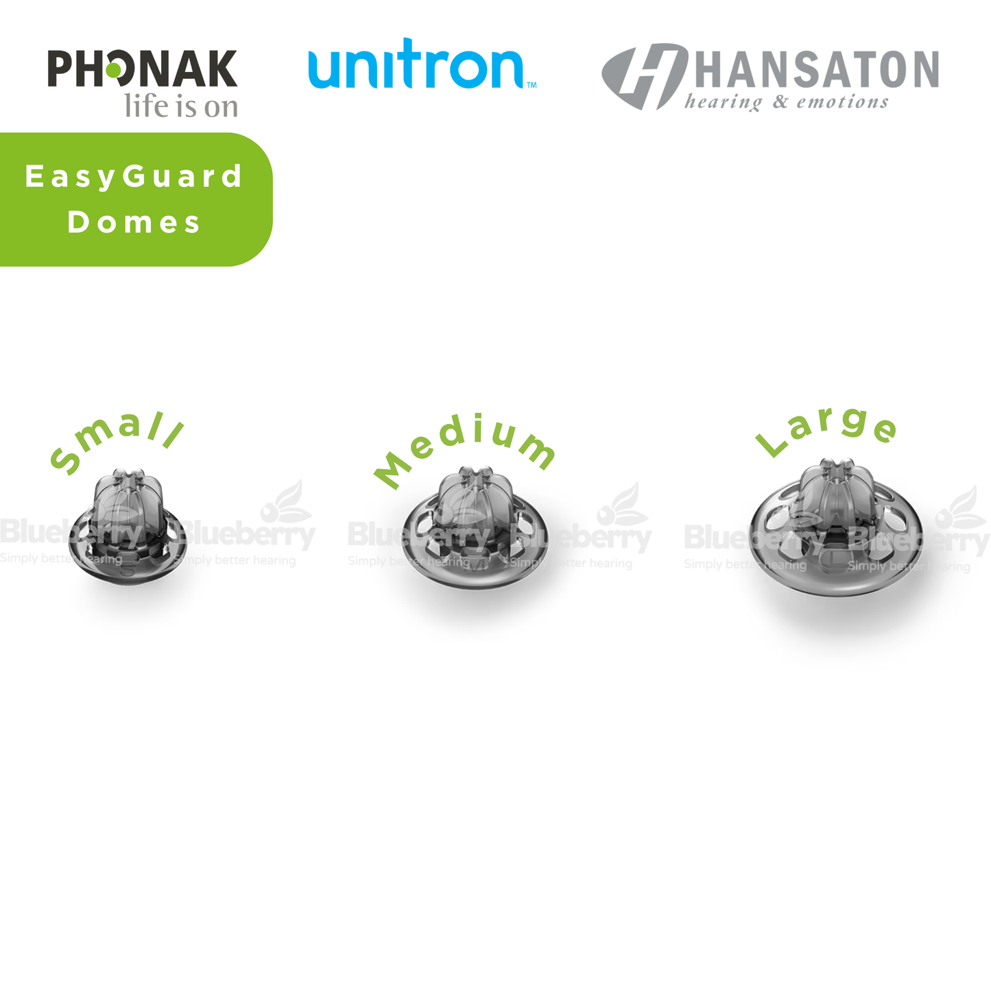 Phonak / Unitron / Hansaton EasyGuard Domes for Hearing Aids - All Sizes