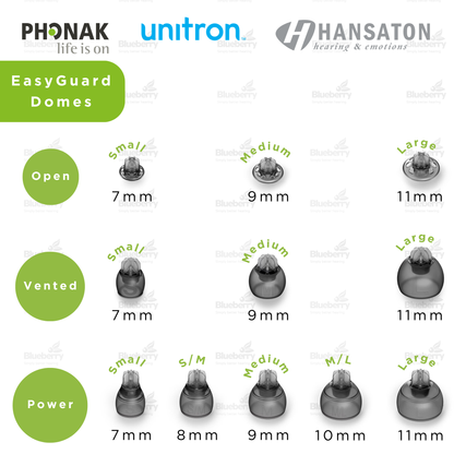 Phonak / Unitron / Hansaton EasyGuard Domes for Hearing Aids - All Sizes