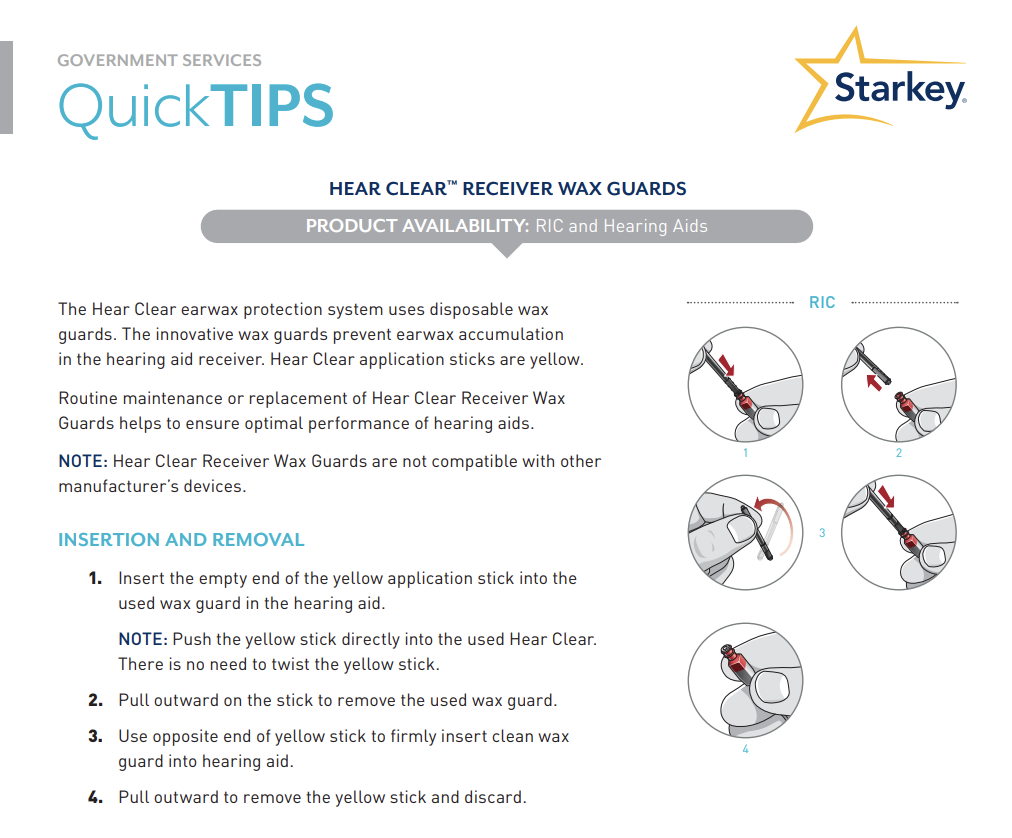 Starkey HearClear – Microtech - Audibel - NuEar - AGX Wax Guard Filter