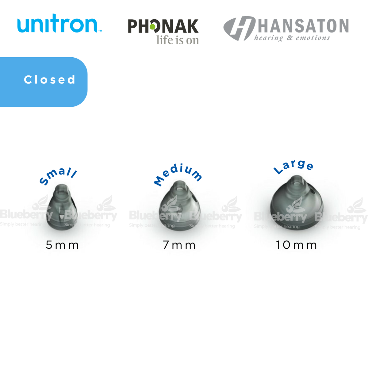 Phonak / Unitron / Hansaton - CLOSED - Smokey Domes for Hearing Aids