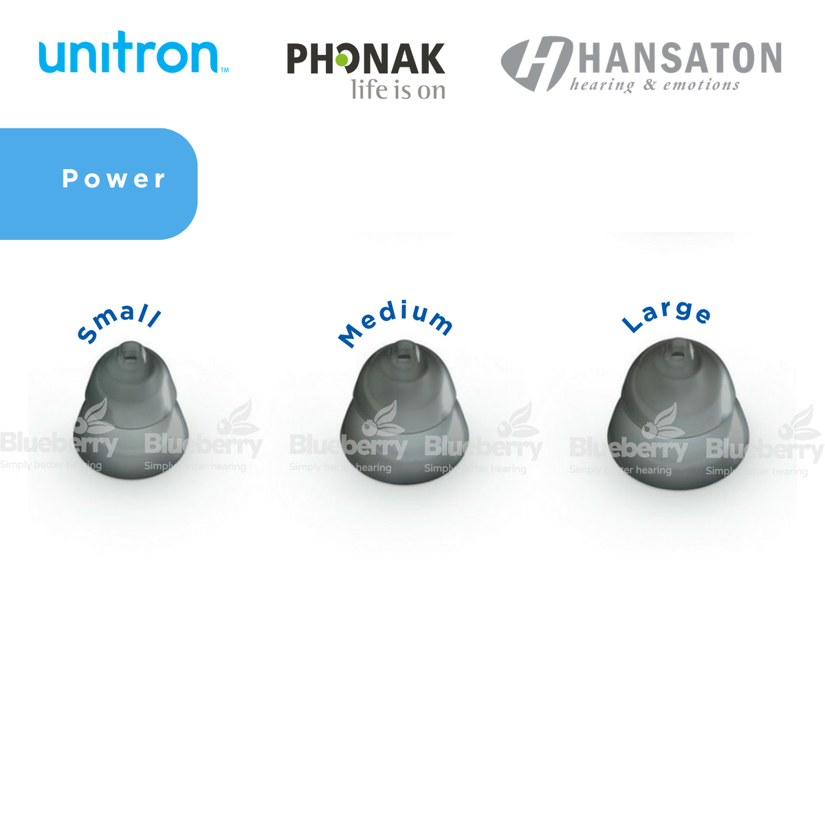 Phonak / Unitron / Hansaton - POWER - Smokey Domes for Hearing Aids