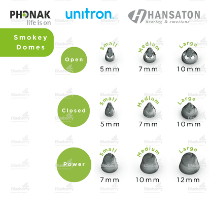 Phonak / Unitron / Hansaton Smokey Domes for Hearing Aids - All Sizes