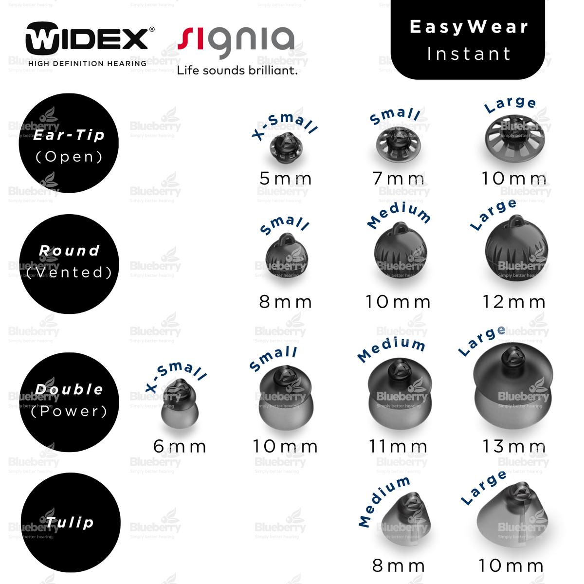 Widex / Signia EasyWear Domes for Hearing Aids - All Sizes