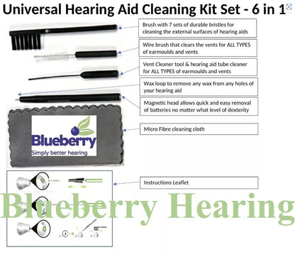 Universal Hearing Aid Cleaning Kit Set - 6 in 1 - Cleaning & Maintenance