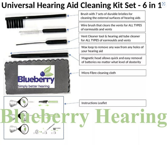 Universal Hearing Aid Cleaning Kit Set - 6 in 1 - Cleaning & Maintenance