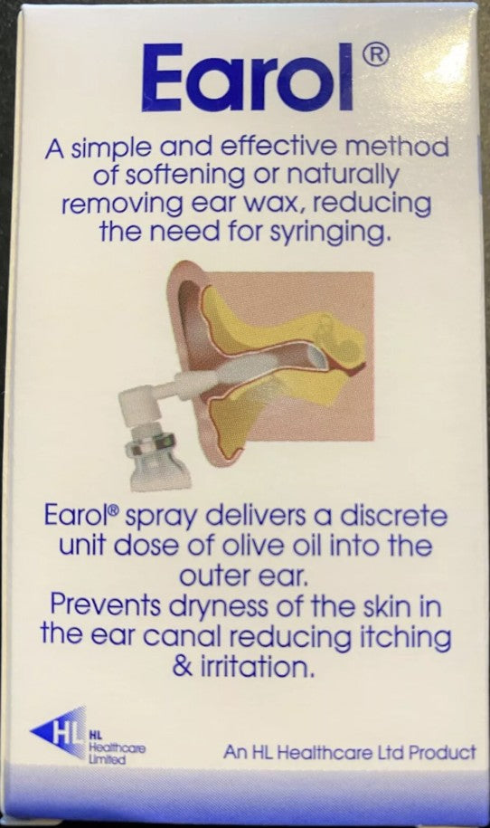 Earol Olive Oil Spray - Ear Wax cleaning & Maintenance Bottle - Easy Use