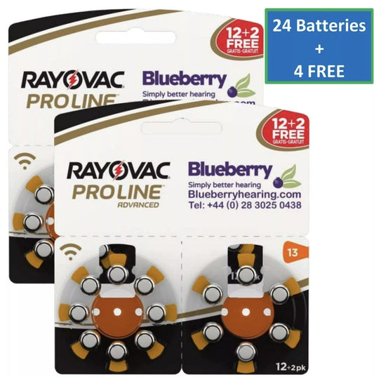 Rayovac - Size 13 Orange - Proline Advanced Best Hearing Aid Batteries 24+4 FREE