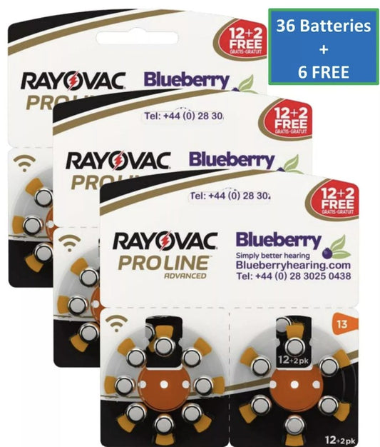 Rayovac - Size 13 Orange - Proline Advanced Best Hearing Aid Batteries 36+6 FREE