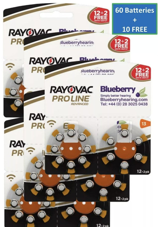 Rayovac -Size 312 Brown - Proline Advanced Best Hearing Aid Batteries 60+10 FREE