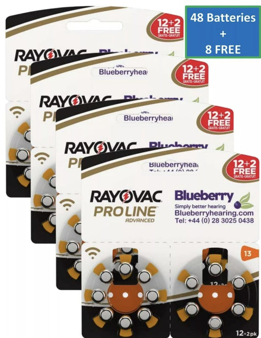 Rayovac - Size 13 Orange - Proline Advanced Best Hearing Aid Batteries 48+8 FREE