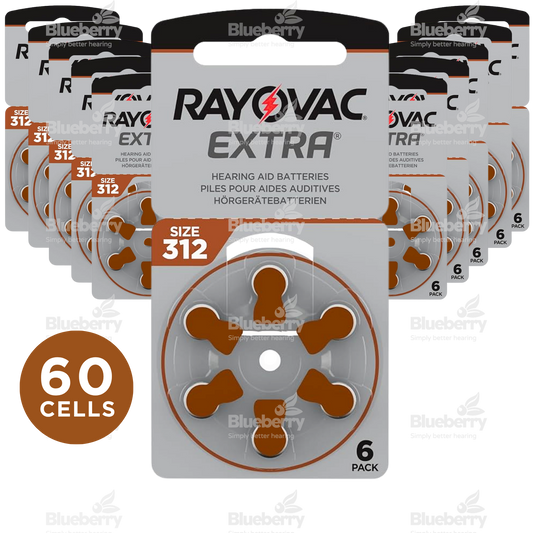 Rayovac Extra - Size 312 Brown - Advanced Hearing Aid Batteries - 60 Cells