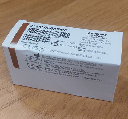 Rayovac Extra - Size 312 Brown - Advanced Hearing Aid Batteries - 48 Cells